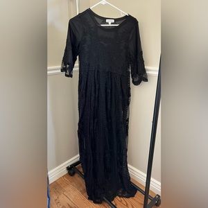 Wren and Ivory Black Lace Maxi Dress